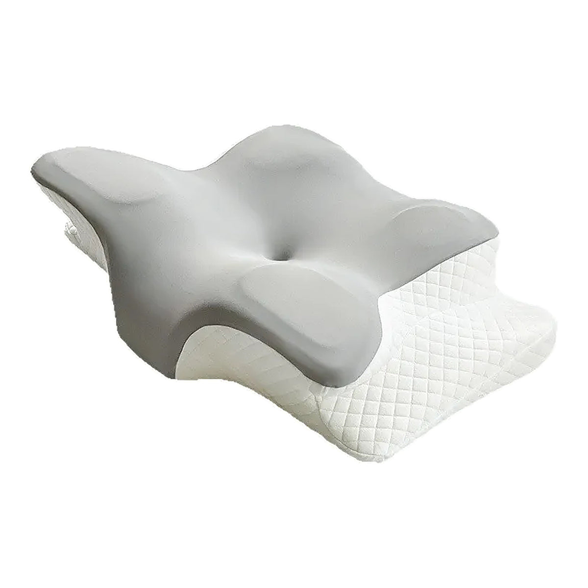 GaleWorks Contour Pillow in grey, contoured memory foam cervical pillow with quilted removable cover