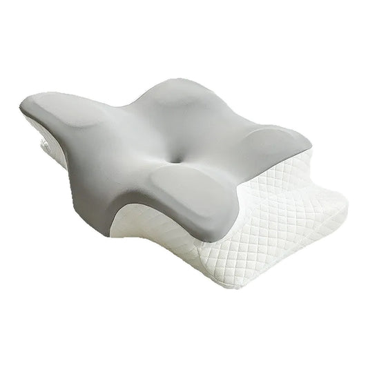 GaleWorks Contour Pillow in grey, contoured memory foam cervical pillow with quilted removable cover