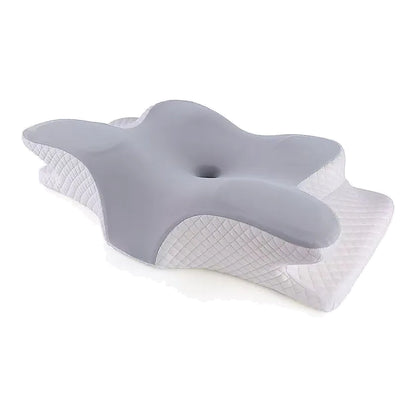 GaleWorks Contour Pillow in grey seen from an angle, showing the raised side edges and the centre well