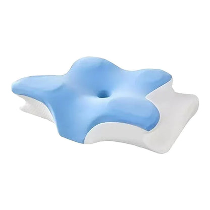GaleWorks Contour Pillow in blue, contoured memory foam pillow for side and back sleepers
