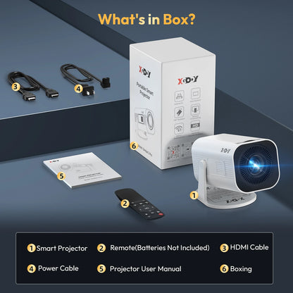 GaleWorks CinemaBeam Portable Projector — 720P HDR10, WiFi 6, Auto Keystone
