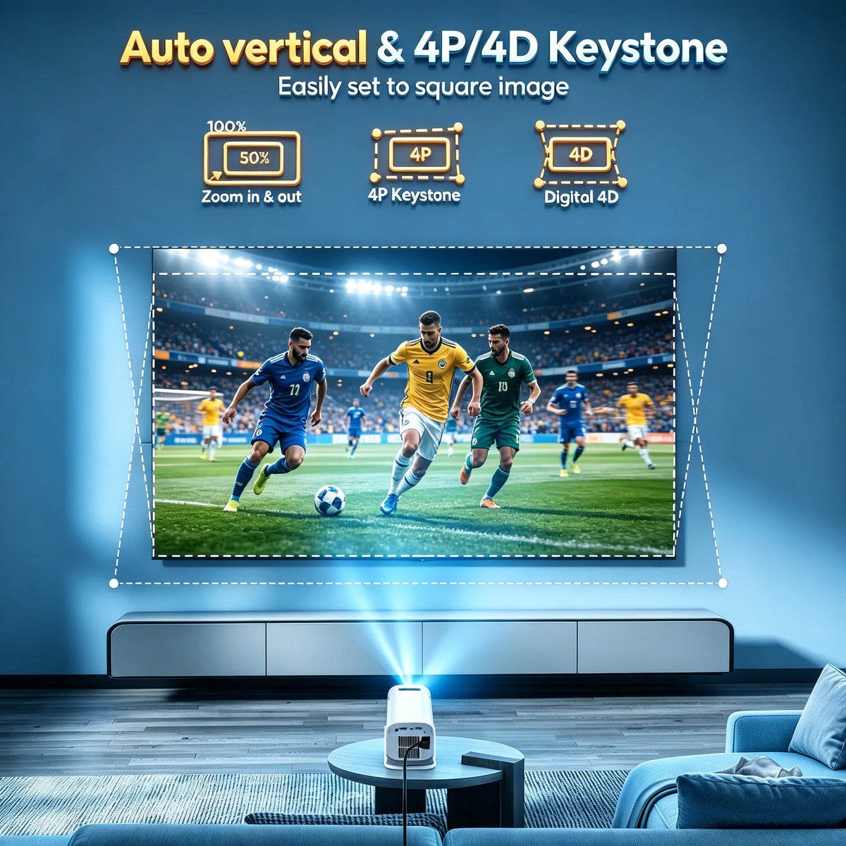 GaleWorks CinemaBeam Portable Projector — 720P HDR10, WiFi 6, Auto Keystone