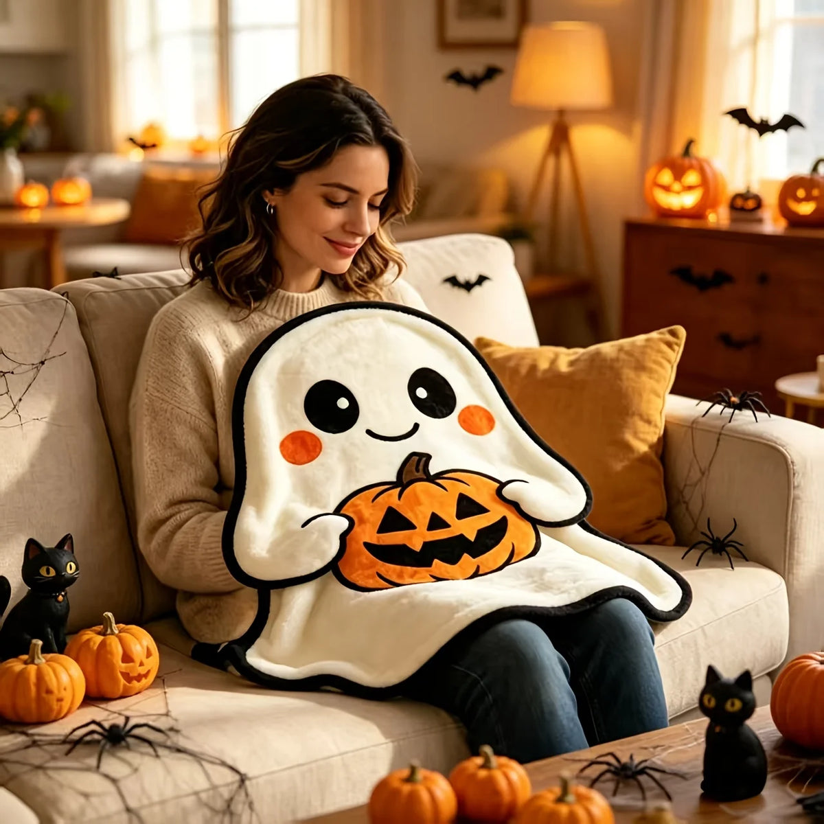 Ghost Blanket — Cute Halloween Flannel Throw