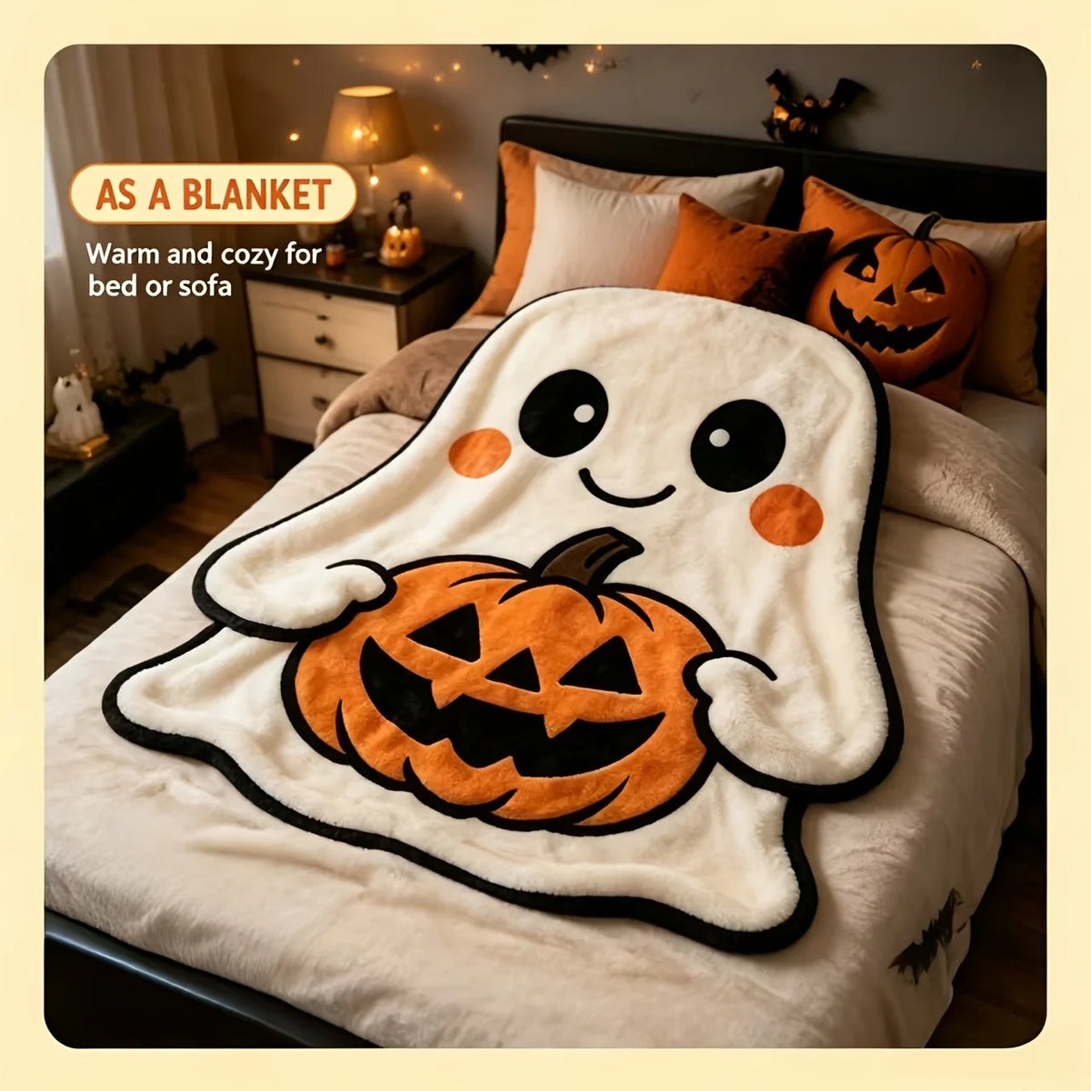 Ghost Blanket — Cute Halloween Flannel Throw